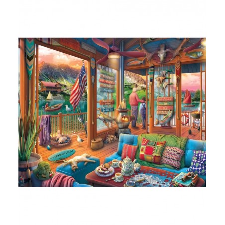 Puzzles Lakeside Cabin 1000 Piece Jigsaw Puzzle $35.17 Jigsaw Puzzles