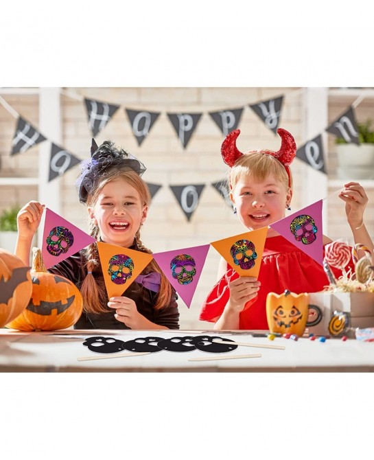 Halloween Scratch Art Crafts for Kids 24Pcs Magic Rainbow Scratch Paper Halloween Party Games for Kids Adults Halloween Ornam...