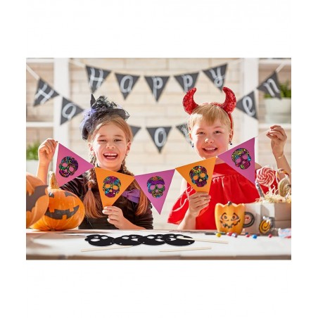Halloween Scratch Art Crafts for Kids 24Pcs Magic Rainbow Scratch Paper Halloween Party Games for Kids Adults Halloween Ornam...