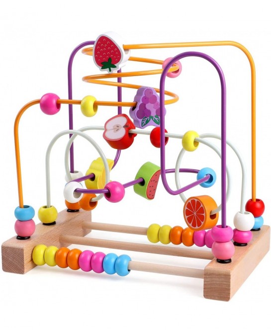 Bead Maze Wooden Baby Toddler Toys Roller Coaster Abacus Preschool Educational Toys Birthday Gifts for Toddlers Kids Boys Gir...