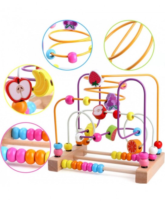 Bead Maze Wooden Baby Toddler Toys Roller Coaster Abacus Preschool Educational Toys Birthday Gifts for Toddlers Kids Boys Gir...