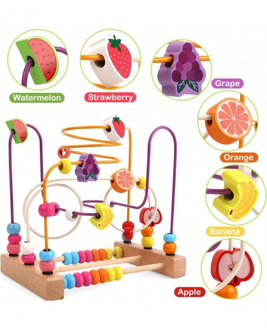 Bead Maze Wooden Baby Toddler Toys Roller Coaster Abacus Preschool Educational Toys Birthday Gifts for Toddlers Kids Boys Gir...