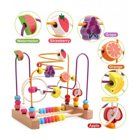 Bead Maze Wooden Baby Toddler Toys Roller Coaster Abacus Preschool Educational Toys Birthday Gifts for Toddlers Kids Boys Gir...