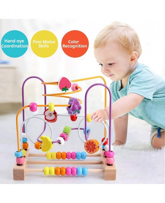 Bead Maze Wooden Baby Toddler Toys Roller Coaster Abacus Preschool Educational Toys Birthday Gifts for Toddlers Kids Boys Gir...