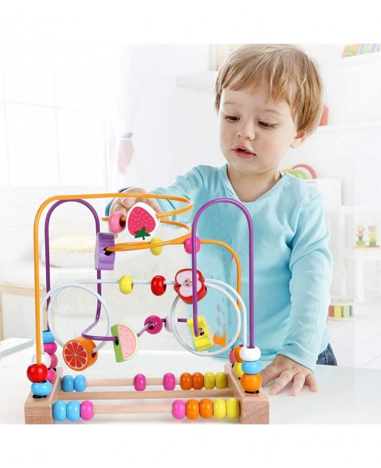 Bead Maze Wooden Baby Toddler Toys Roller Coaster Abacus Preschool Educational Toys Birthday Gifts for Toddlers Kids Boys Gir...