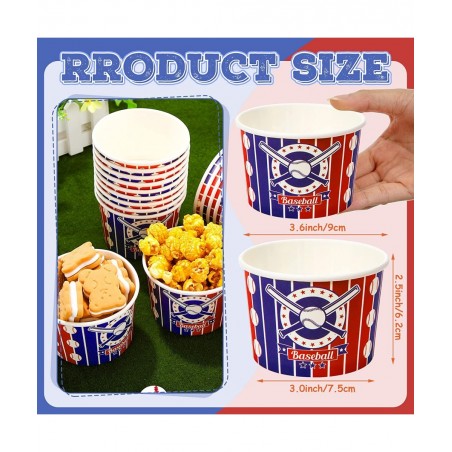 50 Pcs 9 oz Paper Ice Cream Cups Disposable Dessert Bowls Snack Cups Paper Soup Cup Disposable Paper Bowls Disposable Plates ...