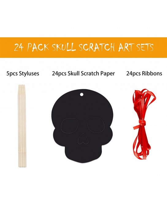 Halloween Scratch Art Crafts for Kids 24Pcs Magic Rainbow Scratch Paper Halloween Party Games for Kids Adults Halloween Ornam...