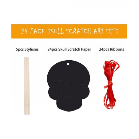 Halloween Scratch Art Crafts for Kids 24Pcs Magic Rainbow Scratch Paper Halloween Party Games for Kids Adults Halloween Ornam...