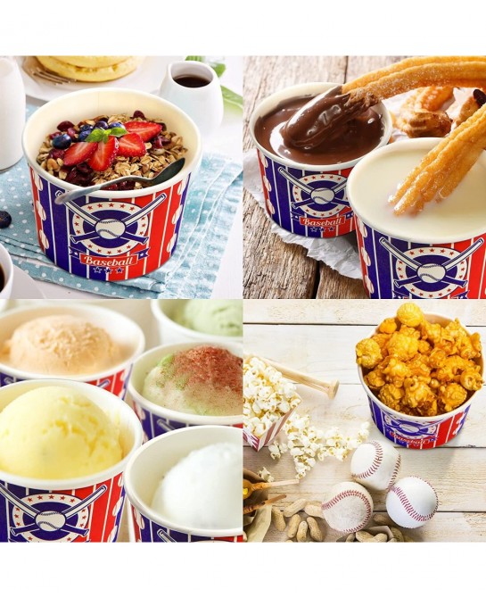 50 Pcs 9 oz Paper Ice Cream Cups Disposable Dessert Bowls Snack Cups Paper Soup Cup Disposable Paper Bowls Disposable Plates ...