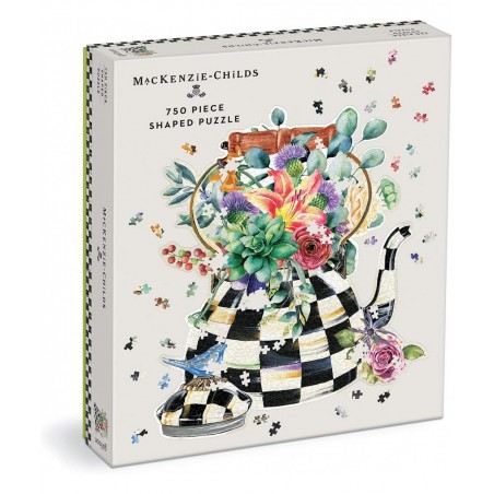 Mackenzie-Childs Blooming Kettle 750 Piece Shaped Puzzle from - Shaped Jigsaw Puzzle Featuring Original Artwork Thick and Stu...