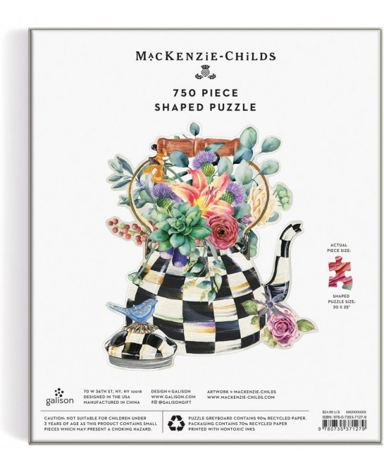 Mackenzie-Childs Blooming Kettle 750 Piece Shaped Puzzle from - Shaped Jigsaw Puzzle Featuring Original Artwork Thick and Stu...