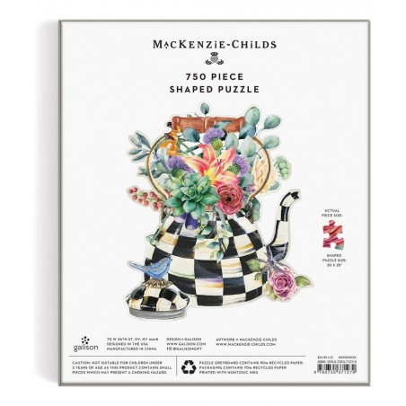 Mackenzie-Childs Blooming Kettle 750 Piece Shaped Puzzle from - Shaped Jigsaw Puzzle Featuring Original Artwork Thick and Stu...