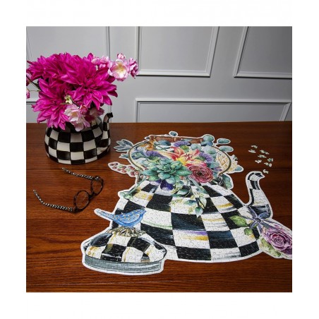Mackenzie-Childs Blooming Kettle 750 Piece Shaped Puzzle from - Shaped Jigsaw Puzzle Featuring Original Artwork Thick and Stu...