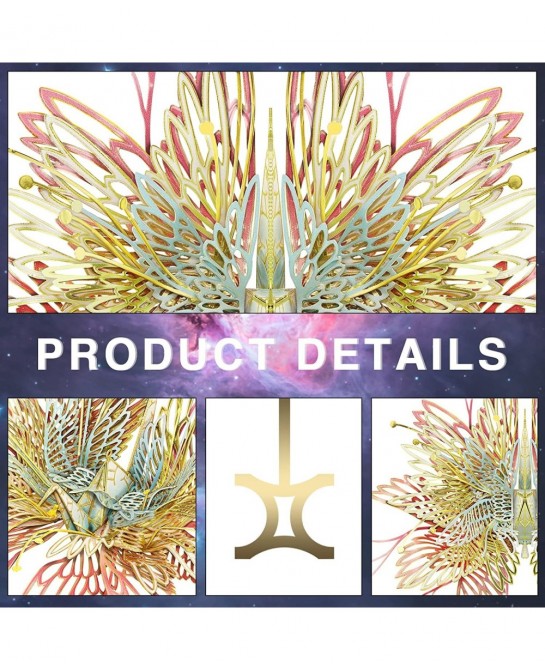 3D Metal Model Kits 12 Constellation Series - Gemini Wishing Cranes Assembling Metal Model Building Kits DIY Handcraft Kits 3...