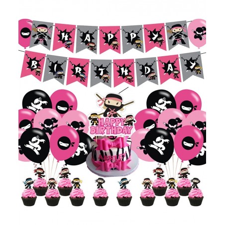 Ninja Girl Party Decorations Birthday Party Supplies For Ninja Girl Party Supplies Includes Banner - Cake Topper - 12 Cupcake...