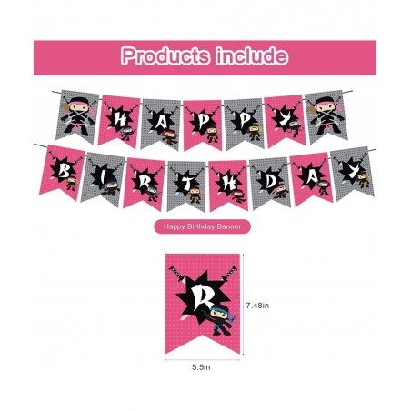 Ninja Girl Party Decorations Birthday Party Supplies For Ninja Girl Party Supplies Includes Banner - Cake Topper - 12 Cupcake...