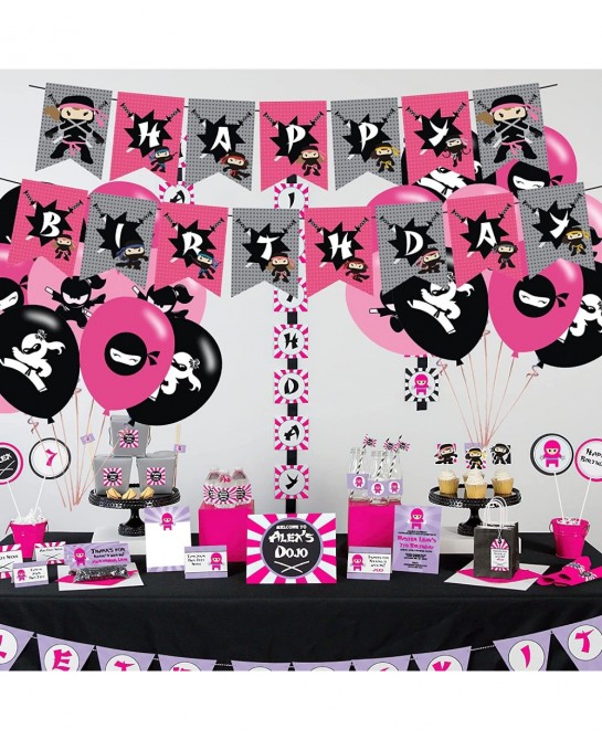 Ninja Girl Party Decorations Birthday Party Supplies For Ninja Girl Party Supplies Includes Banner - Cake Topper - 12 Cupcake...