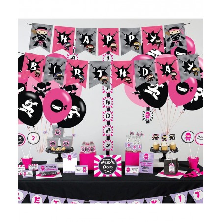 Ninja Girl Party Decorations Birthday Party Supplies For Ninja Girl Party Supplies Includes Banner - Cake Topper - 12 Cupcake...