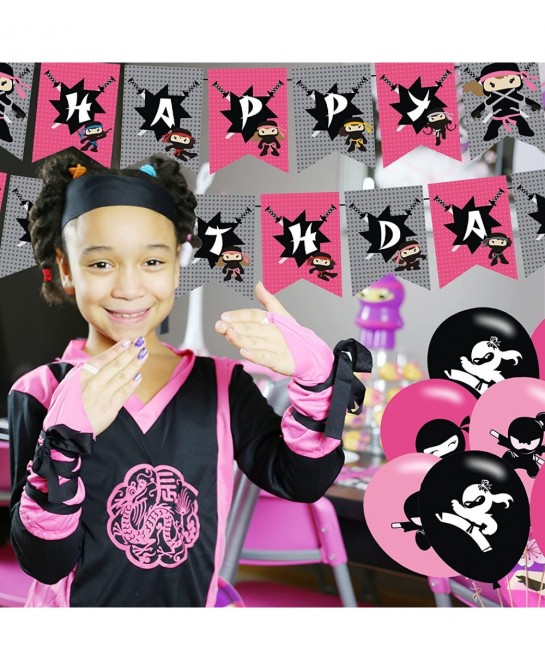 Ninja Girl Party Decorations Birthday Party Supplies For Ninja Girl Party Supplies Includes Banner - Cake Topper - 12 Cupcake...