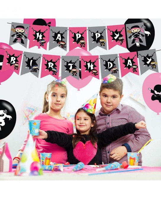Ninja Girl Party Decorations Birthday Party Supplies For Ninja Girl Party Supplies Includes Banner - Cake Topper - 12 Cupcake...