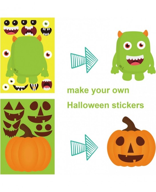 Halloween Stickers Halloween Party Games for Kids Make Your Own Jack-O-Lantern Make a Face Stickers DIY Halloween Party Activ...