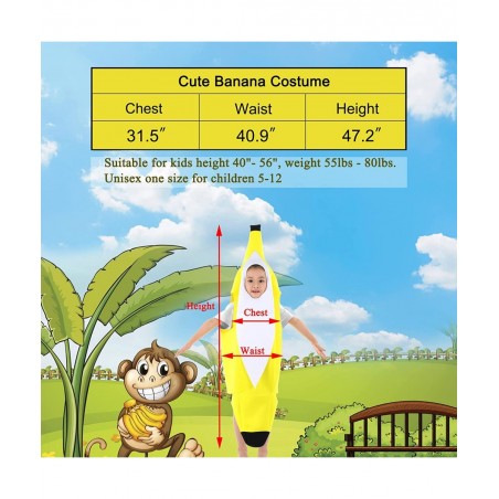 Banana Costume for Kids Boys Girls Toddler Cute Fruit Halloween Costume Outfit $24.52 Kids' Costumes