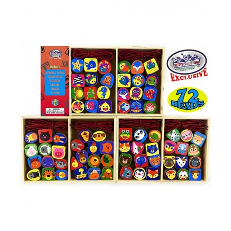 Deluxe Wooden Lacing Beads Animals Sea Animals & Vehicles Gift Set Bundle - 3 Pack (24 Pieces Each 72 Pieces Total) $34.80 Ea...