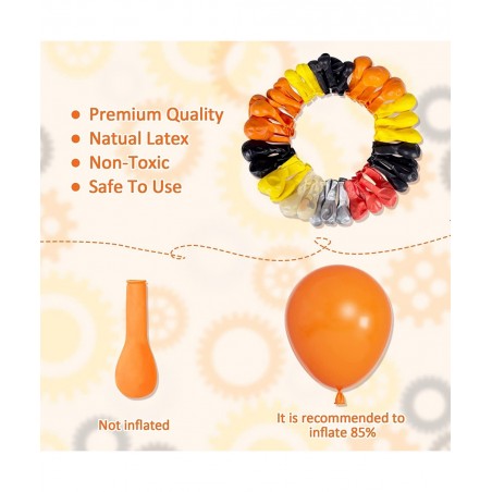 135Pcs Construction Party Balloon Garland Kit Construction Birthday Party Supplies with Orange Black Yellow Truck Foil Balloo...