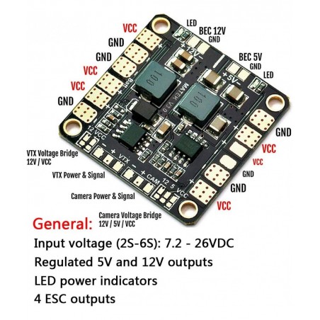 Matek V3.1 PDB Power Distribution Board with BEC 5V&12V Mini Power Hub for Multicopter Quadcopter $22.28 Hobby RC Quadcopters...