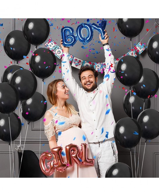 100pcs Balloons Black Latex 10" Pearl Black Balloons Helium Black Balloon for Black Balloon Garland Arch Wedding Birthday Par...