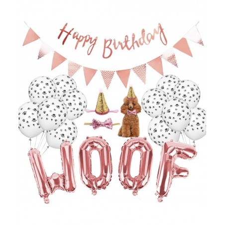 Dog Birthday Party Supplies WOOF Letter Balloons Paw Print Balloons Pet Birthday Hat Happy Birthday Banner for Dog Birthday P...