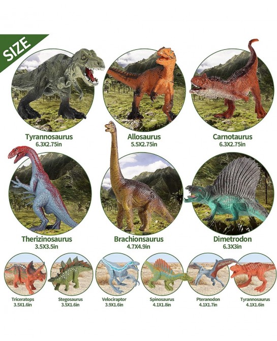 Dinosaur Toys w/ Large Play Mat Realistic Mosasaurus Figure Playset for Kids Toys 3-5 5-7 Including T-Rex Spinosaurus Carnota...