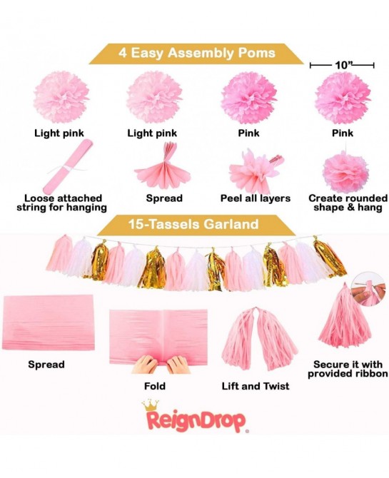 Baby Girl 1st Birthday Decorations Set – First Birthday Party Supplies - Happy Birthday 12 Month Photo I am One Banner - High...