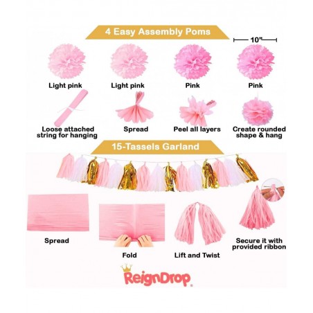 Baby Girl 1st Birthday Decorations Set – First Birthday Party Supplies - Happy Birthday 12 Month Photo I am One Banner - High...