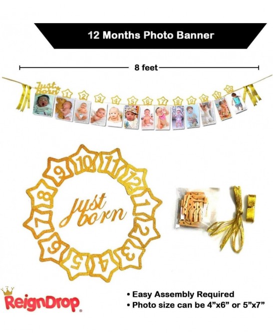 Baby Girl 1st Birthday Decorations Set – First Birthday Party Supplies - Happy Birthday 12 Month Photo I am One Banner - High...