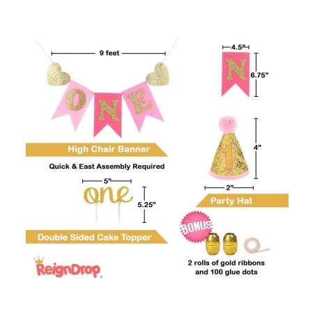 Baby Girl 1st Birthday Decorations Set – First Birthday Party Supplies - Happy Birthday 12 Month Photo I am One Banner - High...