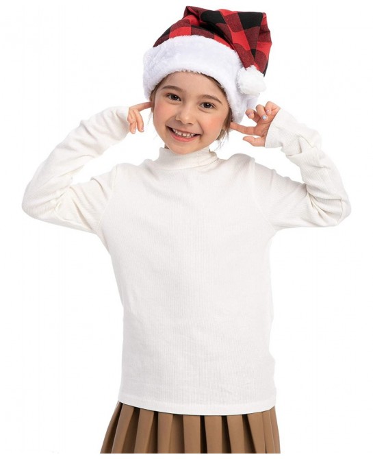 6 Pack Christmas Santa Hat Plaid Santa Hat Luxury Plush Hat for Christmas Costume Christmas Party Supplies Holiday Party Favo...