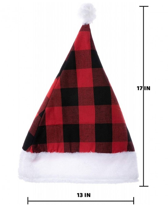 6 Pack Christmas Santa Hat Plaid Santa Hat Luxury Plush Hat for Christmas Costume Christmas Party Supplies Holiday Party Favo...