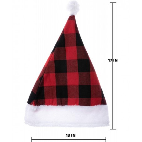 6 Pack Christmas Santa Hat Plaid Santa Hat Luxury Plush Hat for Christmas Costume Christmas Party Supplies Holiday Party Favo...
