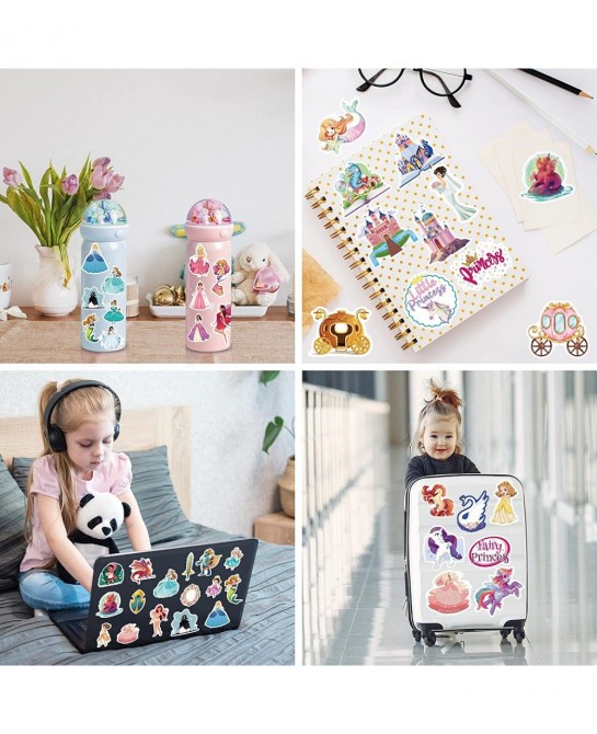 Princess Birthday Party for Supplies 200 Pcs Cute Stickers Aesthetic Stickers Favors for Guitar Travel Case Water Bottle Bike...