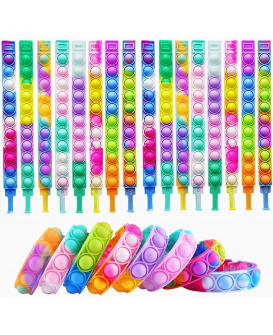 24pcs Easter Basket Stuffers Bulk Gift Pop Favors Pack for Kids Mini Bracelet Adjustable Wearable Bracelets Gifts for Girls B...