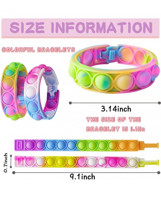 24pcs Easter Basket Stuffers Bulk Gift Pop Favors Pack for Kids Mini Bracelet Adjustable Wearable Bracelets Gifts for Girls B...