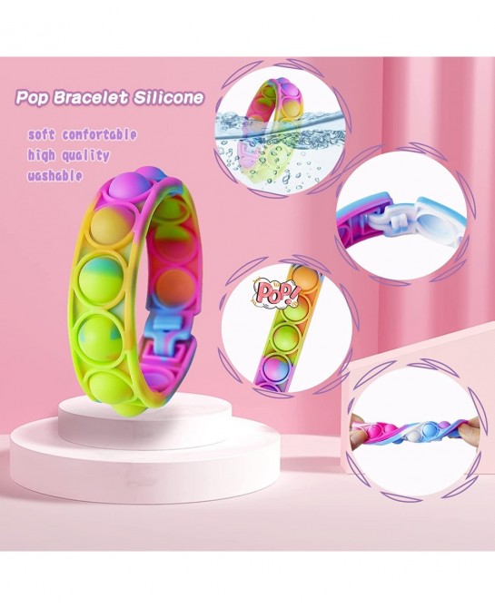 24pcs Easter Basket Stuffers Bulk Gift Pop Favors Pack for Kids Mini Bracelet Adjustable Wearable Bracelets Gifts for Girls B...