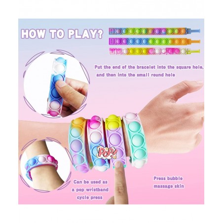 24pcs Easter Basket Stuffers Bulk Gift Pop Favors Pack for Kids Mini Bracelet Adjustable Wearable Bracelets Gifts for Girls B...