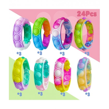24pcs Easter Basket Stuffers Bulk Gift Pop Favors Pack for Kids Mini Bracelet Adjustable Wearable Bracelets Gifts for Girls B...