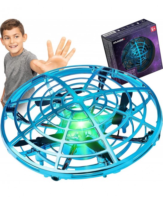 UFO Mini Hand Drone for Kids - Hand Controlled Motion Sensor Flying Toy with LED Lights for Indoor Play - Safe Shell Design -...