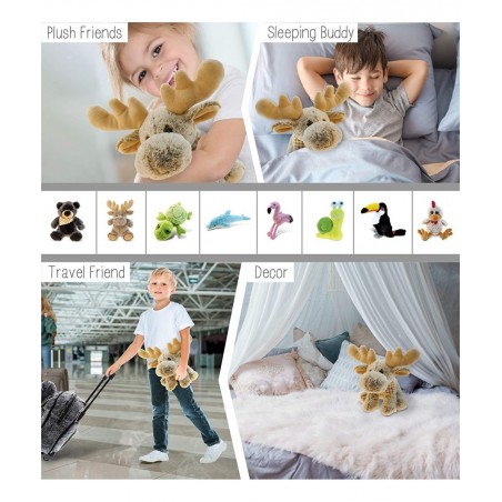 DolliBu Plush Moose Stuffed Animal - Soft Plush Huggable Floppy Moose Adorable Playtime Brown Moose Plush Toy Cute Wild Life ...