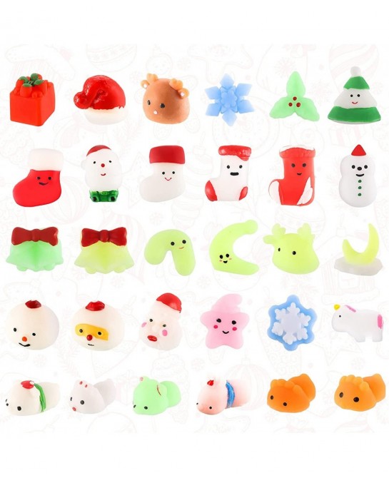 30 Pieces Christmas Cute Squishy Christmas Toys Xmas Mini Mochi Squishy Party Favors for Christmas Party Favors Goody Bag Fil...
