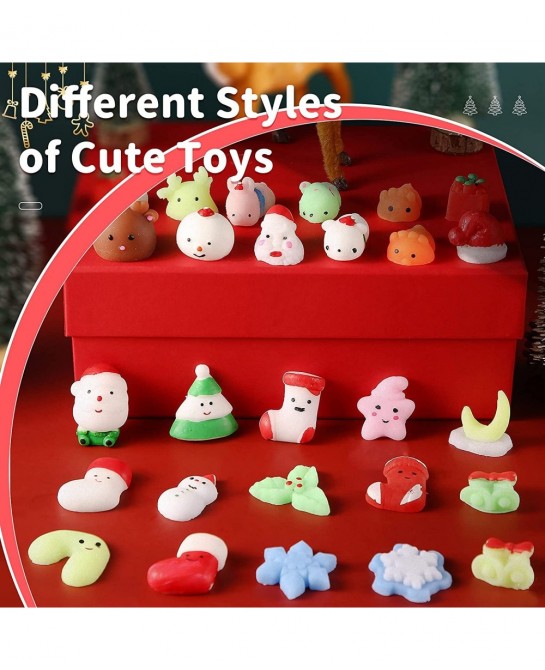 30 Pieces Christmas Cute Squishy Christmas Toys Xmas Mini Mochi Squishy Party Favors for Christmas Party Favors Goody Bag Fil...