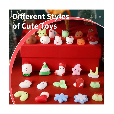 30 Pieces Christmas Cute Squishy Christmas Toys Xmas Mini Mochi Squishy Party Favors for Christmas Party Favors Goody Bag Fil...